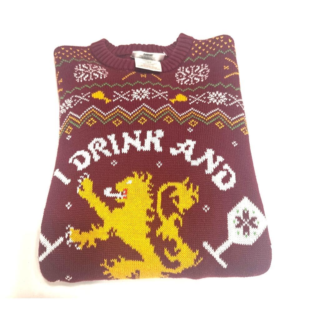 Game of Thrones Men's Dark Red Pullover Knit Fantasy Sweater Size Large Medieval - Picture 10 of 11